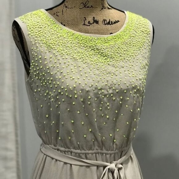 Ann Taylor Loft light green dress size SP sequin sleeveless - Picture 4 of 6
